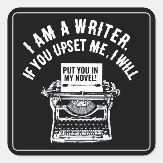 Humorales Schriftstellerangebot Quadratischer Aufkleber (Vorderseite)