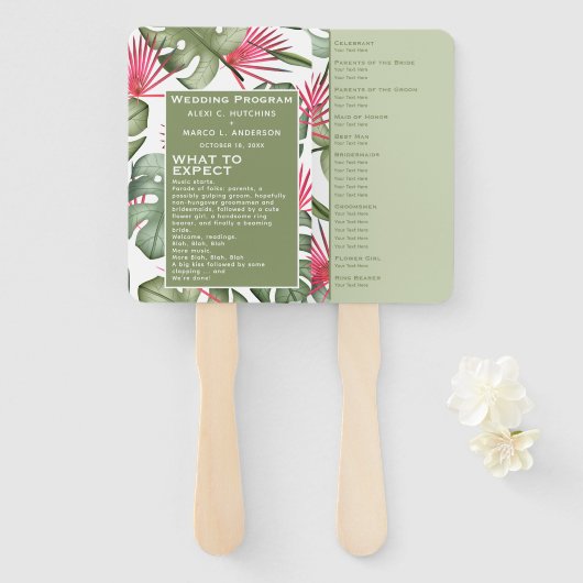 Humorales tropisches Hochzeitsprogramm Set der Fan Fächer (Vorne und Hinten)