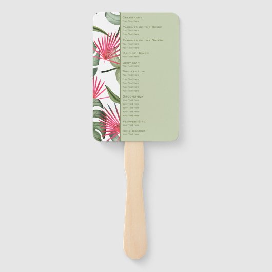 Humorales tropisches Hochzeitsprogramm Set der Fan Fächer (Rückseite)