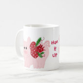 Humorales Weihnachtsschwein mit Sprichwort Kaffeetasse (Vorderseite Links)