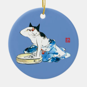 Humore japanische Katzenbäder II Keramik Ornament