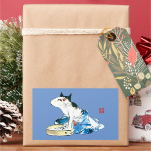 Humore japanische Katzenbäder II Rechteckiger Aufkleber