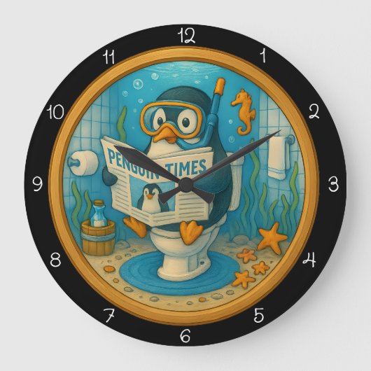 Humore Pinguin Bathroom Uhr (Vorderseite)