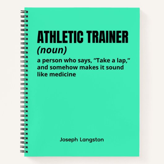 Humorer Athletic Trainer Definition Journal Notizblock (Vorderseite)