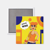 Humorer, Cartoon Girl-Einstellungs-Magnet Magnet (Vorderseite/Rückseite)