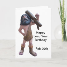 Humorer Caveman Leap Year Birthday