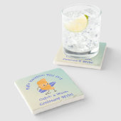 Humorer Croissant Surfer mit Surfbrechname Text Steinuntersetzer (Seitenansicht)