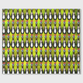 Humorer frazzled Santa Penguin auf Chartreuse v2 Geschenkpapier (Flach)