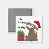 Humorer, naughty Dog Weihnachts-Cartoon Magnet (Vorderseite/Rückseite)