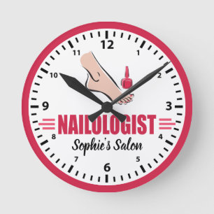 Humorer Pediküre Pink Polnischer Nagelsalon Runde Wanduhr