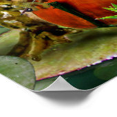 Humorer Szene Frosch spielt Cello in Lilienteich Poster (Ecke)