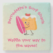 Humorer Waffelsurfer mit Surfbrenamentext Steinuntersetzer (Vorderseite)