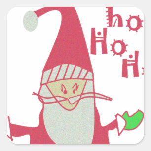 Humorer Weihnachtsmann mit festem Ho Ho Ho Quadratischer Aufkleber