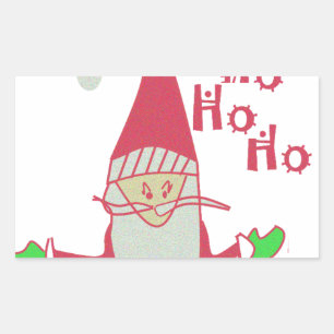 Humorer Weihnachtsmann mit festem Ho Ho Ho Rechteckiger Aufkleber