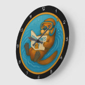 Humorere Otter im Pool Große Wanduhr (Winkel)