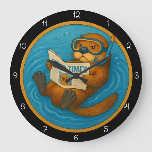 Humorere Otter im Pool Große Wanduhr (Vorderseite)