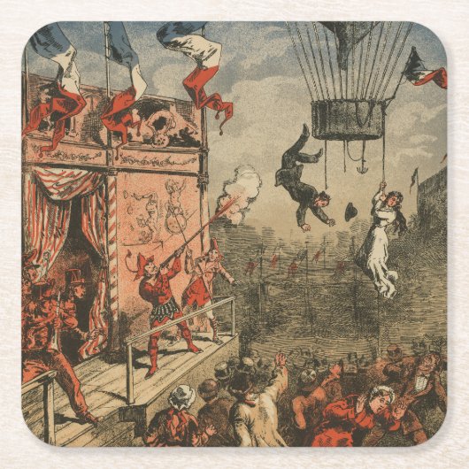 Humorische Druckausgabe eines Theaterdarstellers Rechteckiger Pappuntersetzer (Vorderseite)