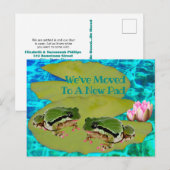 Humorische Frösche Lilies Pad Wir bewegten Ankündi Postkarte (Vorne/Hinten)
