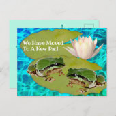 Humorische Frösche Lilies Pad Wir bewegten Ankündi Postkarte (Vorne/Hinten)