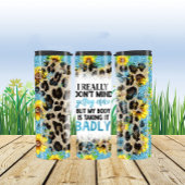 Humorisches Zitat über das Altern mit Leopard Prin Thermosbecher