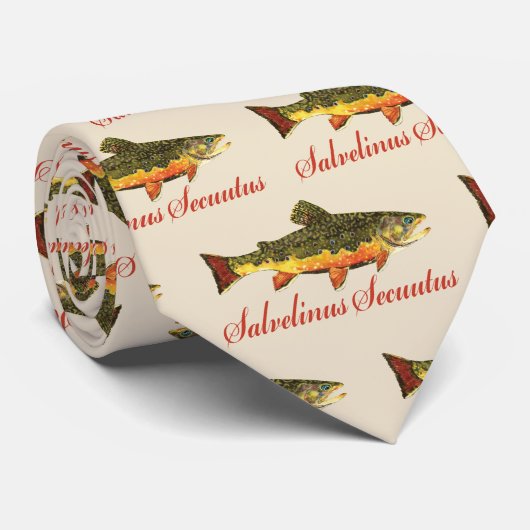Humorose Bachforelle Fishing Tan Beige Krawatte (Gerollt)