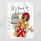 Humorose Lady Cartoon Party Einladung (Vorne/Hinten)