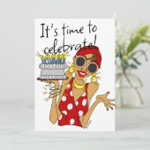 Humorose Lady Cartoon Party Einladung (Stehend Vorderseite)