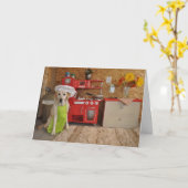 Humorous birthday card, dog dressed as chef. karte (Gelbe Blume)