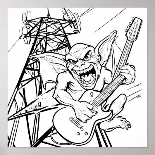 Humorous Cartoon Coloring Page: Grumpy Gargoyle Poster (Vorne)