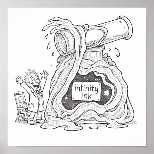 Humorous Cartoon Infinity Ink Decoupage Line Art Poster (Vorne)