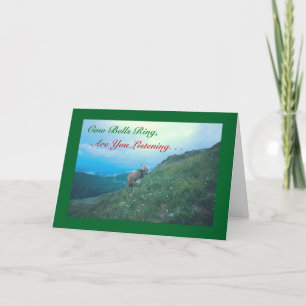 HUMOROUS CHRISTMAS CARD/ "COW BELLS RING" FEIERTAGSKARTE