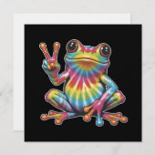 Humorous Frog Lover Tie-Dye Frog Peace Sign Hippie Einladung (Vorne/Hinten)