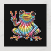 Humorous Frog Lover Tie-Dye Frog Peace Sign Hippie Einladung (Vorderseite)