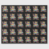 Humorous Frog Lover Tie-Dye Frog Peace Sign Hippie Geschenkpapier (Flach)