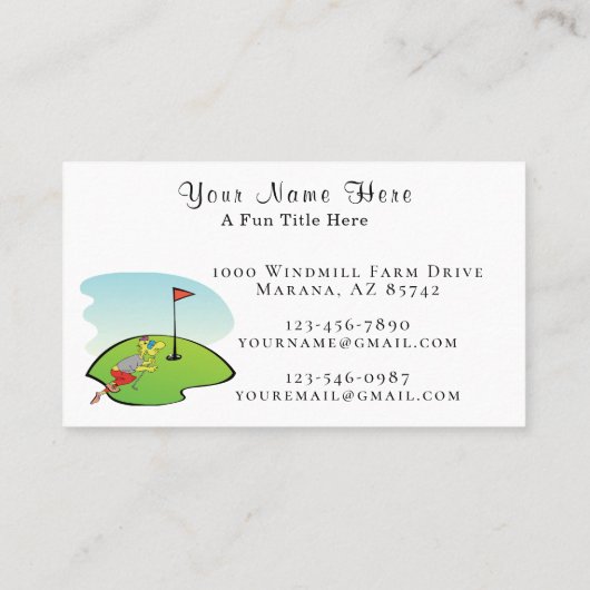 Humorous Golf Player Business Card Visitenkarte (Rückseite)