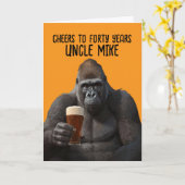 Humorous Gorilla Drinking Beer 40th Birthday Card Karte (Gelbe Blume)