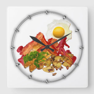 Humorous Ketschup Gone Squatchin for Bacon Quadratische Wanduhr