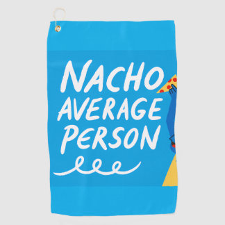 Humorous "Nacho Average Person" Food Pun Golfhandtuch
