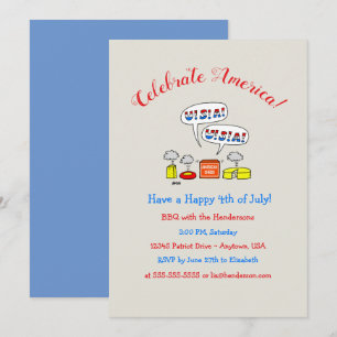Humorous Patriotic Summer Holiday BBQ Party Invite Einladung