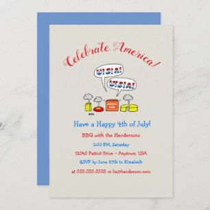 Humorous Patriotic Summer Holiday BBQ Party Invite Einladung