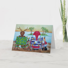 Humorous Santa and Reindeer Christmas Card Feiertagskarte