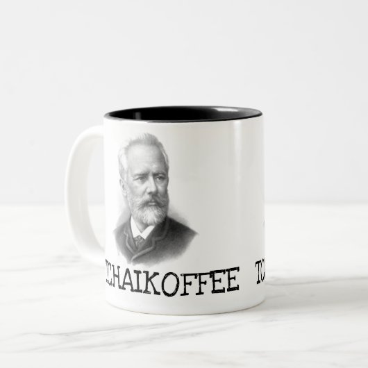 HUMOROUS TCHAIKOFFEE KAFFEE TASSE (Vorderseite Links)