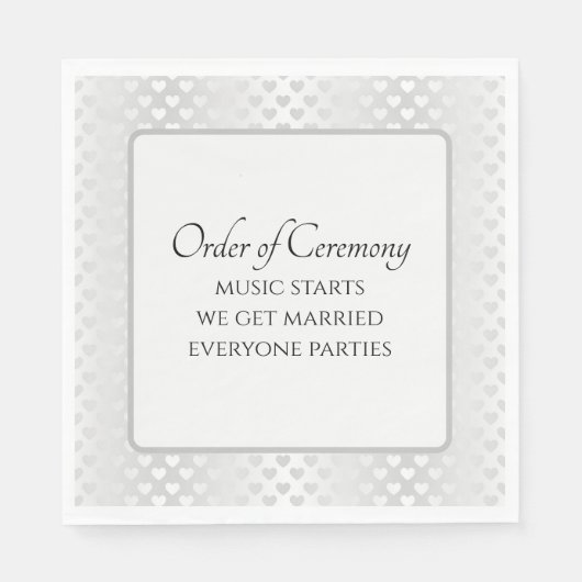 Humorous Wedding Text with Shimmering Hearts Serviette (Vorderseite)