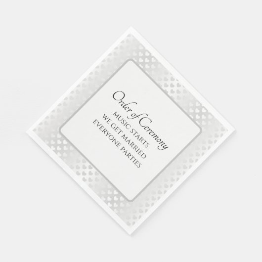 Humorous Wedding Text with Shimmering Hearts Serviette (Ecke)