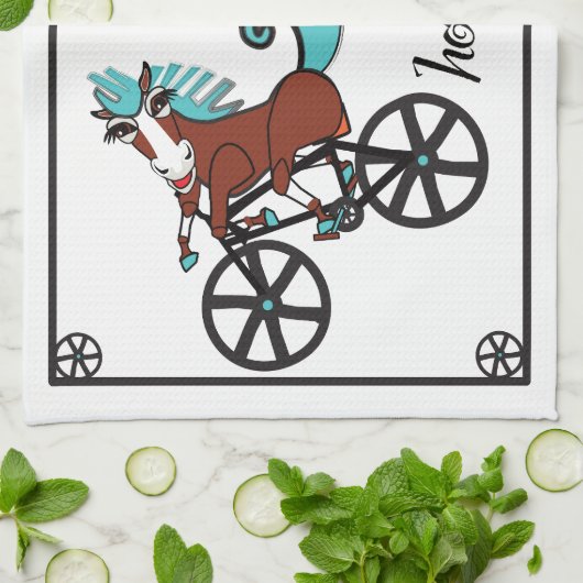 Humorpferde Geschirrtuch (Gefaltet)