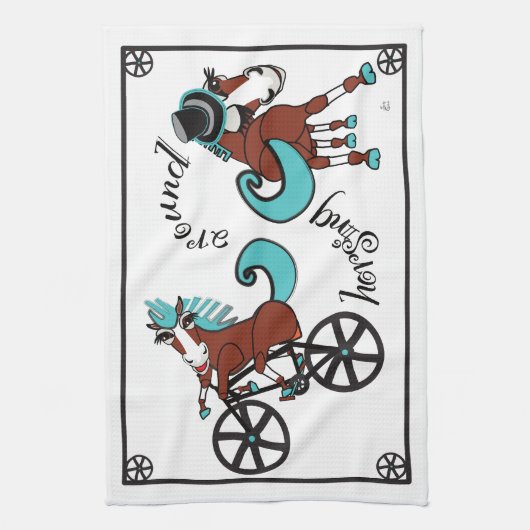 Humorpferde Geschirrtuch (Vertikal)