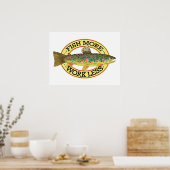 Humorroter Forellenfang Poster (Küche)