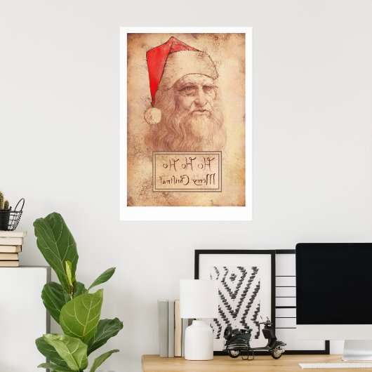 Humors Leonardo da Vinci als Santa Poster (Heimbüro)