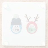 Humorvoll Masked Holiday Rentier und Oy! Glasuntersetzer (Rückseite)