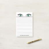 Humorvoll Peeping Green Eyes Black Lined Custom Post-it Klebezettel (Auf Schreibtisch)
